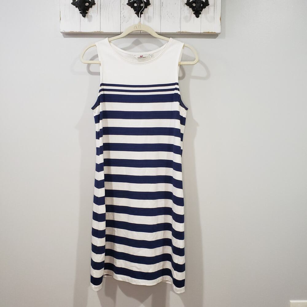 Vineyard Vines Nantucket Shift Dress Navy White Stripe Sleeveless XS